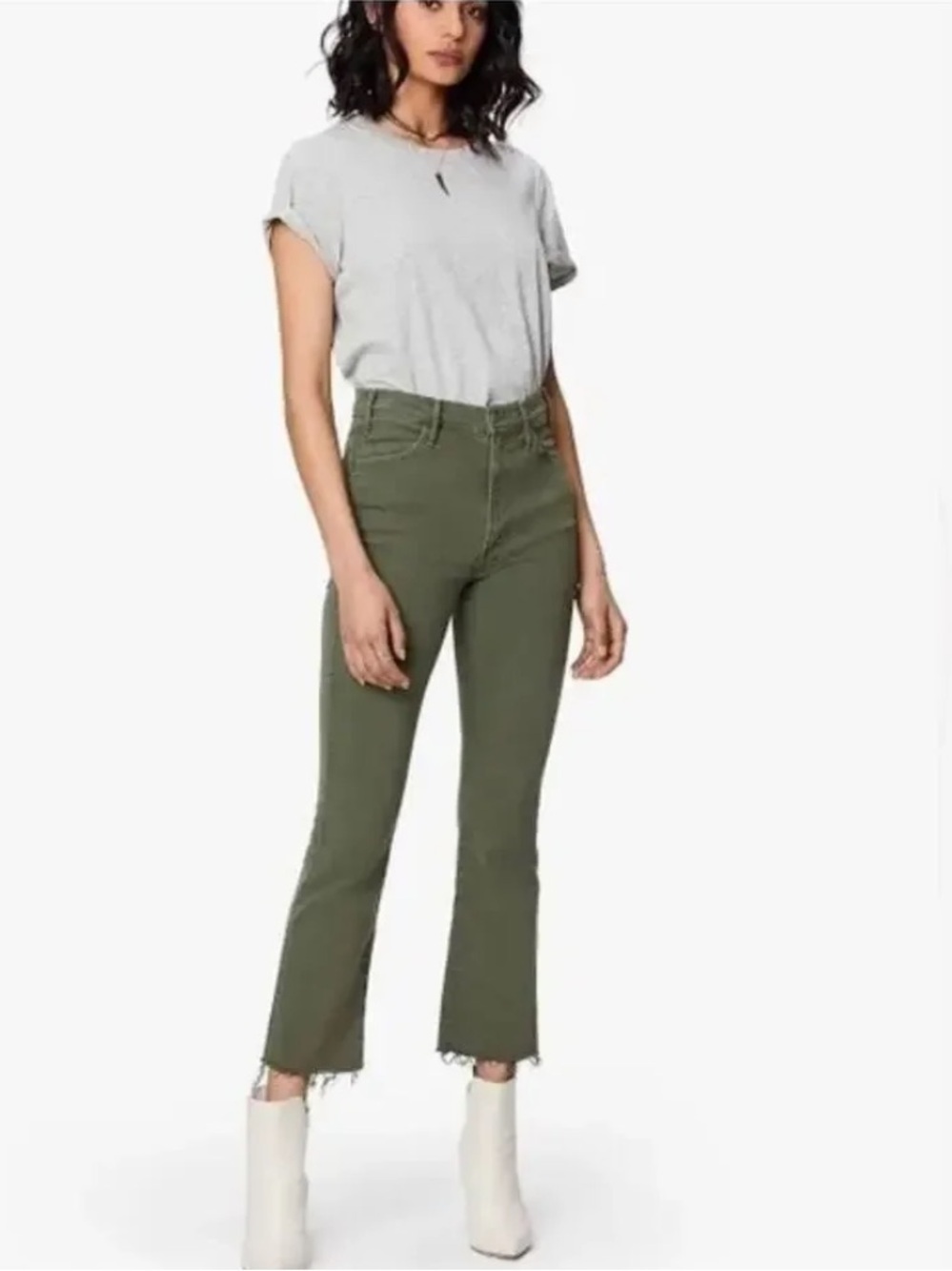 MOTHER The Hustler Ankle Fray Dark Olive Jeans - Picture 17 of 17